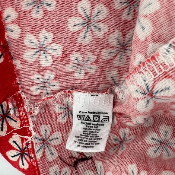 TEA Collection SORA Wrap Neck Fiery Red Floral Dress Girl Size 6 90s Long Sleeve - Picture 4 of 5